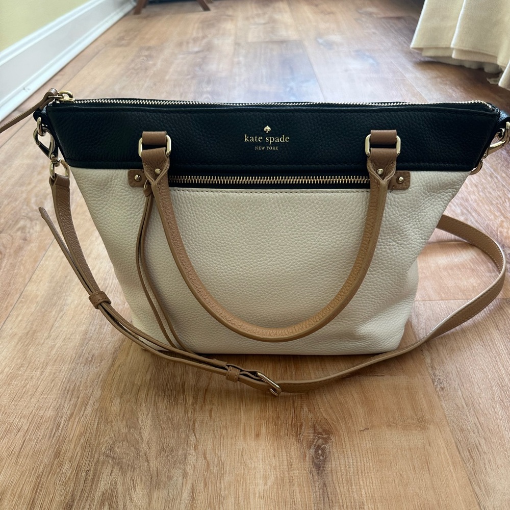 Kate Spade Black and Cream Tote with Tan Accents